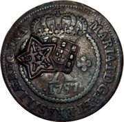 Brazil 5 Reis Ceara Countermarked Coinage ND KM# 395 MARIA I D G P ET BRASILIAE REGINA X 1787 CEARA coin obverse Brazil 5 Reis Ceara Countermarked Coinage ND KM# 395 MARIA I D G P ET BRASILIAE REGINA X 1787 CEARA coin obverse