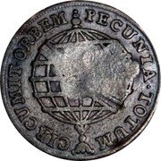 Brazil 5 Reis Ceara Countermarked Coinage ND KM# 395 ORBEM PECUNIA TOTUM CIRCUMIT coin reverse Brazil 5 Reis Ceara Countermarked Coinage ND KM# 395 ORBEM PECUNIA TOTUM CIRCUMIT coin reverse