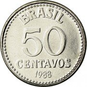 Brazil 50 Centavos National Arms 1988 KM# 604 BRASIL 50 CENTAVOS 1986 coin reverse Brazil 50 Centavos National Arms 1988 KM# 604 BRASIL 50 CENTAVOS 1986 coin reverse