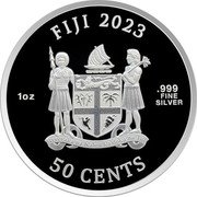 Fiji 50 Cents Unicorn 2023 FIJI 2023 50 CENTS 1 OZ .999 FINE SILVER coin obverse Fiji 50 Cents Unicorn 2023 FIJI 2023 50 CENTS 1 OZ .999 FINE SILVER coin obverse