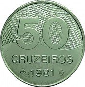 Brazil 50 Cruzeiros Map of Brasilia 1981 KM# 594.1 50 CRUZEIROS 1982 coin reverse Brazil 50 Cruzeiros Map of Brasilia 1981 KM# 594.1 50 CRUZEIROS 1982 coin reverse