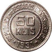 Brazil 50 Reis Liberty. Republic 1931 KM# 517 REPUBLICA DOS ESTADOS UNIDOS DO BRASIL 50 RÉIS 1919 coin obverse Brazil 50 Reis Liberty. Republic 1931 KM# 517 REPUBLICA DOS ESTADOS UNIDOS DO BRASIL 50 RÉIS 1919 coin obverse