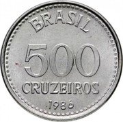 Brazil 500 Cruzeiros National Arms 1986 KM# 597 BRASIL 500 CRUZEIROS 1985 coin reverse Brazil 500 Cruzeiros National Arms 1986 KM# 597 BRASIL 500 CRUZEIROS 1985 coin reverse