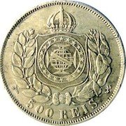 Brazil 500 Reis Pedro II 1867 KM# 472 500 RÉIS coin reverse Brazil 500 Reis Pedro II 1867 KM# 472 500 RÉIS coin reverse