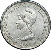 Brazil 500 Reis Liberty. Republic 1889 KM# 494 REPUBLICA DOS ESTADOS UNIDOS DO BRAZIL F.C. 1889 coin obverse Brazil 500 Reis Liberty. Republic 1889 KM# 494 REPUBLICA DOS ESTADOS UNIDOS DO BRAZIL F.C. 1889 coin obverse