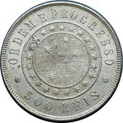 Brazil 500 Reis Liberty. Republic 1889 KM# 494 ORDEM E PROGRESSO 500 RÉIS coin reverse Brazil 500 Reis Liberty. Republic 1889 KM# 494 ORDEM E PROGRESSO 500 RÉIS coin reverse