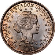 Brazil 500 Reis Liberty. Republic 1913 A KM# 512 REPUBLICA DOS ESTADOS UNIDOS DO BRAZIL 1913 coin obverse Brazil 500 Reis Liberty. Republic 1913 A KM# 512 REPUBLICA DOS ESTADOS UNIDOS DO BRAZIL 1913 coin obverse
