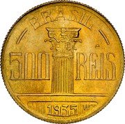 Brazil 500 Reis Regente Feijo 1935 KM# 533 BRASIL 500 RÉIS 1935 WT coin obverse Brazil 500 Reis Regente Feijo 1935 KM# 533 BRASIL 500 RÉIS 1935 WT coin obverse