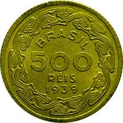 Brazil 500 Reis Machado de Assis Birth Centennial 1939 KM# 549 BRASIL 500 RÉIS 1939 coin obverse Brazil 500 Reis Machado de Assis Birth Centennial 1939 KM# 549 BRASIL 500 RÉIS 1939 coin obverse