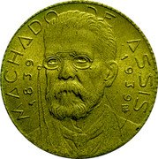 Brazil 500 Reis Machado de Assis Birth Centennial 1939 KM# 549 MACHADO DE ASSIS 1839 1939 BR coin reverse Brazil 500 Reis Machado de Assis Birth Centennial 1939 KM# 549 MACHADO DE ASSIS 1839 1939 BR coin reverse