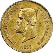 Brazil 5000 Reis Pedro II 1854 KM# 470 PETRUS II. D. G. C. IMP. ET PERP. BRAS. DEF. 1859 coin obverse Brazil 5000 Reis Pedro II 1854 KM# 470 PETRUS II. D. G. C. IMP. ET PERP. BRAS. DEF. 1859 coin obverse