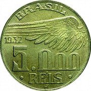 Brazil 5000 Reis Santos Dumont 1937 KM# 543 BRASIL 1936 5.000 RÉIS WT coin obverse Brazil 5000 Reis Santos Dumont 1937 KM# 543 BRASIL 1936 5.000 RÉIS WT coin obverse