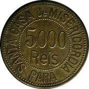 Brazil 5000 Reis Santa Casa de Misericordia. Leprosarium Coinage ND (1920) KM# L10 5.000 REIS SANTA CASA DE MISERICORDIA PARA coin obverse Brazil 5000 Reis Santa Casa de Misericordia. Leprosarium Coinage ND (1920) KM# L10 5.000 REIS SANTA CASA DE MISERICORDIA PARA coin obverse