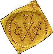 Brazil 6 Florin Occupation Coinage 1645 KM# 6.1 VI GWC coin obverse Brazil 6 Florin Occupation Coinage 1645 KM# 6.1 VI GWC coin obverse