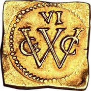 Brazil 6 Florin Occupation Coinage. Period After VI 1646 KM# 6.3 VI GWC coin obverse Brazil 6 Florin Occupation Coinage. Period After VI 1646 KM# 6.3 VI GWC coin obverse