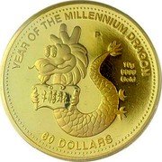 Cook Islands 60 Dollars (Elizabeth II Year of the Millennium Dragon) YEAR OF THE MILLENNIUM DRAGON P 10G 9999 GOLD 60 DOLLARS coin reverse Cook Islands 60 Dollars (Elizabeth II Year of the Millennium Dragon) YEAR OF THE MILLENNIUM DRAGON P 10G 9999 GOLD 60 DOLLARS coin reverse