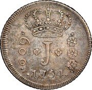 Brazil 600 Reis Jose I 1754 R KM# 187 J 600 1755 coin obverse Brazil 600 Reis Jose I 1754 R KM# 187 J 600 1755 coin obverse