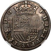 Brazil 600 Reis Spanish Colonial Coin ND (1658) KM# 19.1 PHILIPPVS IIII D G coin obverse Brazil 600 Reis Spanish Colonial Coin ND (1658) KM# 19.1 PHILIPPVS IIII D G coin obverse