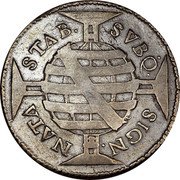 Brazil 640 Reis Peter II 1695 KM# 83.1 SVBQ. SIGN. NATA. STAB. coin reverse