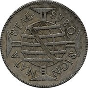 Brazil 640 Reis Peter II 1695 KM# 83.2 STAB. SVBQ SIGN NATA coin reverse