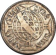 Brazil 640 Reis Joao V 1749 KM# 158.3 SIGN NATA STAB SVBQ coin reverse Brazil 640 Reis Joao V 1749 KM# 158.3 SIGN NATA STAB SVBQ coin reverse