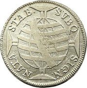 Brazil 640 Reis Jose I 1757 B KM# 170.3 SIGN NATA STAB SVBQ coin reverse Brazil 640 Reis Jose I 1757 B KM# 170.3 SIGN NATA STAB SVBQ coin reverse