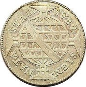 Brazil 640 Reis Jose I 1768 KM# 193.1 SIGN NATA STAB SVBQ coin reverse Brazil 640 Reis Jose I 1768 KM# 193.1 SIGN NATA STAB SVBQ coin reverse