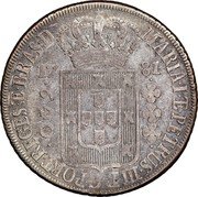 Brazil 640 Reis Maria I and Pedro III 1781 KM# 207.2 MARIA I ET PETRUS III D G PORT REGES ET BRAS D 17 80 640 coin obverse Brazil 640 Reis Maria I and Pedro III 1781 KM# 207.2 MARIA I ET PETRUS III D G PORT REGES ET BRAS D 17 80 640 coin obverse