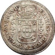 Brazil 640 Reis Joao 1812 M KM# 256.3 JOANNES. D. G. PORT. P. REGENS E BRAS D 18 12 640 coin obverse Brazil 640 Reis Joao 1812 M KM# 256.3 JOANNES. D. G. PORT. P. REGENS E BRAS D 18 12 640 coin obverse