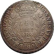 Brazil 640 Reis Joao VI 1822 R KM# 325.2 JOANNES VI D G PORT BRAS ET ALG REX 640 1818 R coin obverse Brazil 640 Reis Joao VI 1822 R KM# 325.2 JOANNES VI D G PORT BRAS ET ALG REX 640 1818 R coin obverse