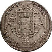 Brazil 640 Reis Joao VI 1822 R KM# 325.2 SUBQ SIGN. NATA STAB. coin reverse Brazil 640 Reis Joao VI 1822 R KM# 325.2 SUBQ SIGN. NATA STAB. coin reverse