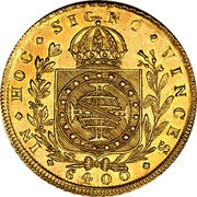 Brazil 6400 Reis Pedro I 1824 R KM# 370.1 IN HOC SIGNO VINCES 6400 coin reverse Brazil 6400 Reis Pedro I 1824 R KM# 370.1 IN HOC SIGNO VINCES 6400 coin reverse