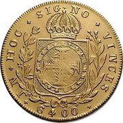 Brazil 6400 Reis Pedro I 1828 B KM# 370.2 IN HOC SIGNO VINCES 6400 coin reverse Brazil 6400 Reis Pedro I 1828 B KM# 370.2 IN HOC SIGNO VINCES 6400 coin reverse