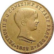 Brazil 6400 Reis Pedro II 1832 R KM# 387.2 AZEVEDO F. PETRUS. II. D. G. CONST. IMP. ET. PERP. BRAS. DEF 1832. R coin obverse Brazil 6400 Reis Pedro II 1832 R KM# 387.2 AZEVEDO F. PETRUS. II. D. G. CONST. IMP. ET. PERP. BRAS. DEF 1832. R coin obverse