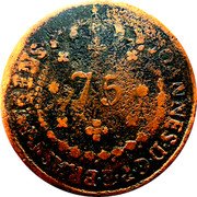 Brazil 75 Reis Pedro I 1823 G KM# 365 PETRUS. I. D. G. CONST. IMP. ET. PERP. BRAS. DEF. 75 1823 G coin obverse