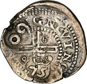 Brazil 75 Reis Countermarked Coin ND (1663) KM# 16 IN HOC SIGNO VINCES 75 coin reverse Brazil 75 Reis Countermarked Coin ND (1663) KM# 16 IN HOC SIGNO VINCES 75 coin reverse