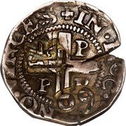 Brazil 75 Reis Joao IV Countermarked Coin ND (1663) KM# 26 IN HOC SIGNO VINCES P P P P coin reverse Brazil 75 Reis Joao IV Countermarked Coin ND (1663) KM# 26 IN HOC SIGNO VINCES P P P P coin reverse