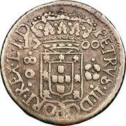 Brazil 80 Reis Peter II 1700 KM# 87.1 PETRVS. II. DG. PORT. REX. E. B. D. 1699 80 coin obverse Brazil 80 Reis Peter II 1700 KM# 87.1 PETRVS. II. DG. PORT. REX. E. B. D. 1699 80 coin obverse