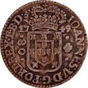Brazil 80 Reis Joao V 1749 KM# 160 IOANNES V D G PORT REX E B D 17 49 80 coin obverse Brazil 80 Reis Joao V 1749 KM# 160 IOANNES V D G PORT REX E B D 17 49 80 coin obverse