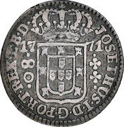 Brazil 80 Reis Jose I 1771 Reverse legend starting at 4 o'clock instead of the normal 10 o'clock KM# 190.1 JOSEPHUS I D G PORT REX E B D 17 68 80 coin obverse Brazil 80 Reis Jose I 1771 Reverse legend starting at 4 o'clock instead of the normal 10 o'clock KM# 190.1 JOSEPHUS I D G PORT REX E B D 17 68 80 coin obverse