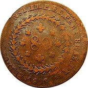 Brazil 80 Reis Pedro I 1828 C KM# 377.1 PETRUS.I.D.G.CONST.IMP.ET.PERP.BRAS.DEF 80 1828 C coin obverse Brazil 80 Reis Pedro I 1828 C KM# 377.1 PETRUS.I.D.G.CONST.IMP.ET.PERP.BRAS.DEF 80 1828 C coin obverse