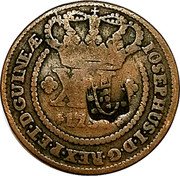Brazil 80 Reis Joao ND (1809) KM# 301 IOSEPHUS I D G REX P ET D GUINEAE XL 1757 coin obverse Brazil 80 Reis Joao ND (1809) KM# 301 IOSEPHUS I D G REX P ET D GUINEAE XL 1757 coin obverse