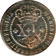 Brazil 80 Reis Countermarked Coin ND (1809) KM# 291 MARIA I D G P ET BRASILIAE REGINA XL coin obverse Brazil 80 Reis Countermarked Coin ND (1809) KM# 291 MARIA I D G P ET BRASILIAE REGINA XL coin obverse