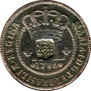 Brazil 80 Reis Countermarked Coin ND (1809) KM# 290.3 MARIA I D G P ET BRASILIAE REGINA XL 1786 coin obverse Brazil 80 Reis Countermarked Coin ND (1809) KM# 290.3 MARIA I D G P ET BRASILIAE REGINA XL 1786 coin obverse