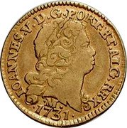 Brazil 800 Reis Joao V 1731 M KM# 120 IOANNES V D G PORT ET ALG REX 1734 M coin obverse Brazil 800 Reis Joao V 1731 M KM# 120 IOANNES V D G PORT ET ALG REX 1734 M coin obverse