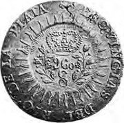 Brazil 960 Reis Cuiaba Counterstamped Coin 1815 KM# 351.2 PROVINCIAS DEL RIO DE LA PLATA 960 C coin obverse