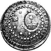 Brazil 960 Reis Rio Grandense. Piratini Republic 1826 R KM# I415 PETRUS I D G CONST IMP ET PERP BRAS DEF 960 coin obverse Brazil 960 Reis Rio Grandense. Piratini Republic 1826 R KM# I415 PETRUS I D G CONST IMP ET PERP BRAS DEF 960 coin obverse