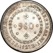 Brazil 960 Reis Pedro I 1827 R KM# 368.1 PETRUS.I.D.G.CONST.IMP.ET.PERP.BRAS.DEF 960 1823.R coin obverse Brazil 960 Reis Pedro I 1827 R KM# 368.1 PETRUS.I.D.G.CONST.IMP.ET.PERP.BRAS.DEF 960 1823.R coin obverse