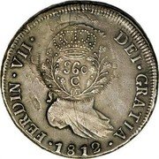 Brazil 960 Reis Cuiaba Counterstamped Coin ND KM# A353 FERDIN VII DEI GRATIA 1812 960 C coin obverse