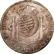 Brazil 960 Reis Joao Prince Regent Countermarked Coin ND KM# 331.1 HISPAN ET IND REX TS 8R P I coin reverse Brazil 960 Reis Joao Prince Regent Countermarked Coin ND KM# 331.1 HISPAN ET IND REX TS 8R P I coin reverse